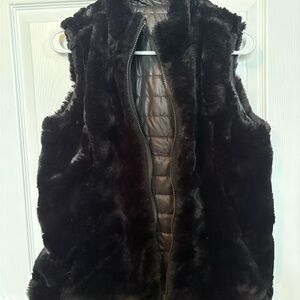 Nicole Miller Black Faux Fur Vest